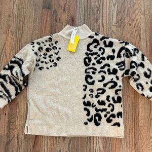 NWT Topshop Animal Print Oversized Sweater - Beige - Size Medium